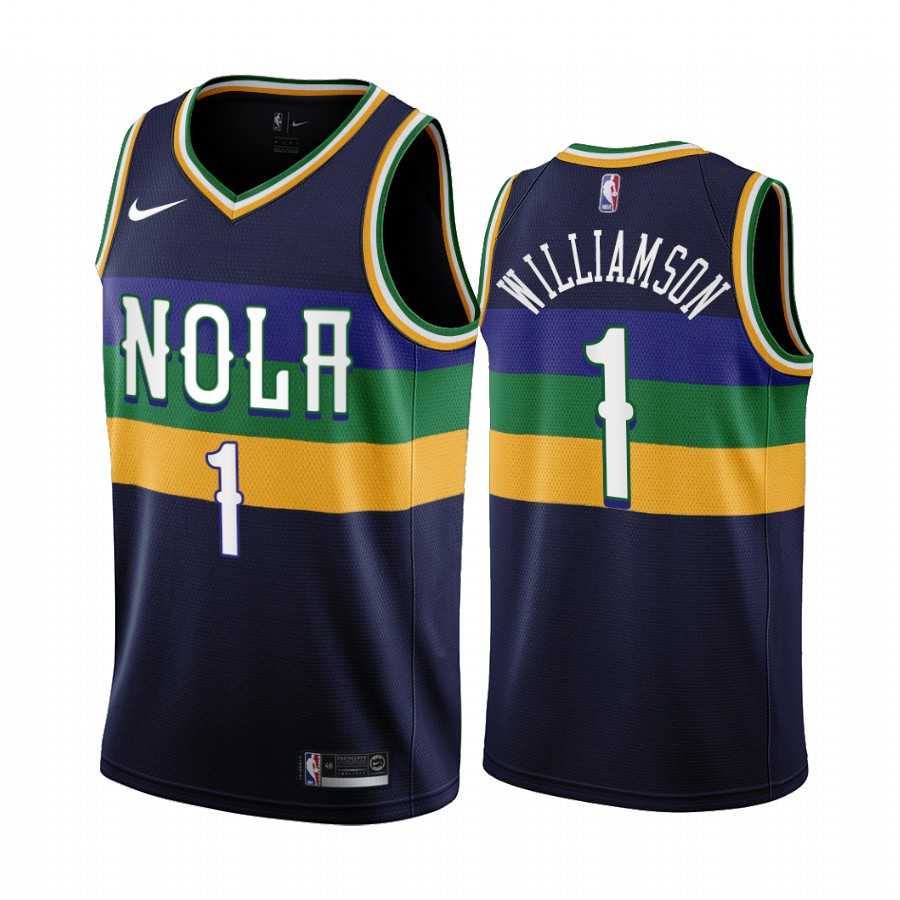 Men New Orleans Pelicans #1 Zion Williamson 2022-23 City Edition Navy Jersey